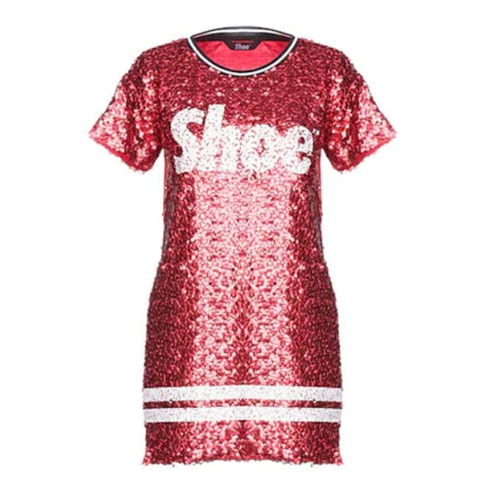 SHOESHINE Shoe Red Sequin Oversized T-Shirt S NWT
